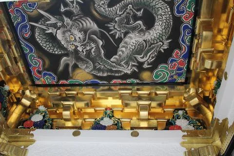 Ceiling featuring design of Asian dragon Stock Photos