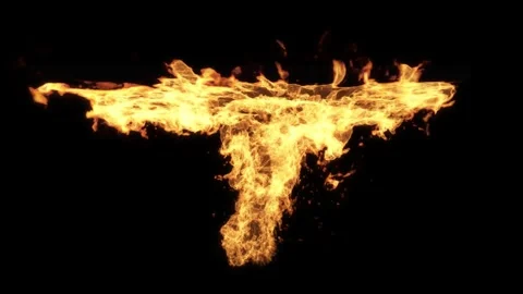 Ceiling fire flames burning render isolated on black backgrounds Vídeos de archivo 328339303