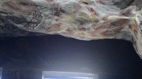 Ceiling Frescoes of an Ancient Mountain Monastery Stock Footage 60673722