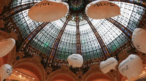 The ceiling of galeries lafayette, paris Stock Footage 58783367