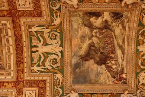 Ceiling of the Gallery of Maps Stock Photos