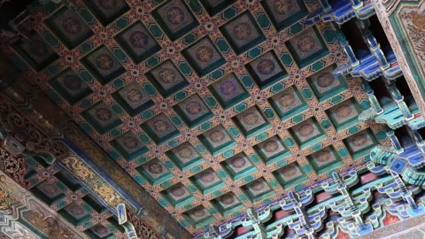 Ceiling of Gate of Supreme Harmony (Taihemen) in the Forbidden City Stock Footage 203046398