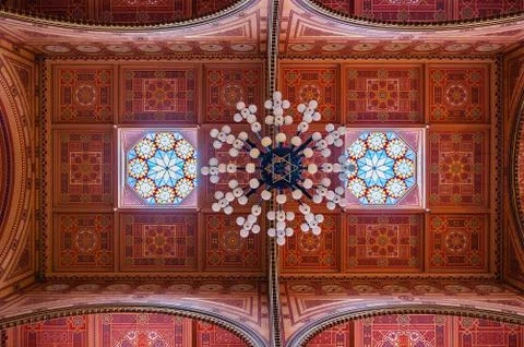 Ceiling in The Great Synagogue is a historical building in Budapest, Hungary Stock Photos