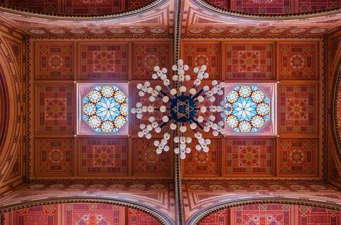  Ceiling in The Great Synagogue is a historical building in Budapest, Hung... Stock Photos