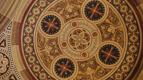 The ceiling of a historical architectural building with symmetrical patterns Stock Footage 243289331