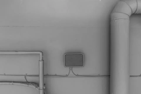 Ceiling infrastrustructure with different communications as a part of modern  Stock Photos