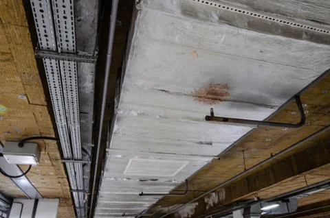 Ceiling insulation, ventilation system air ducts Stock Photos