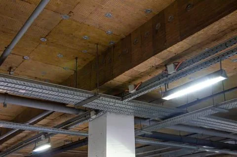 Ceiling insulation, ventilation system air ducts Stock-Fotos