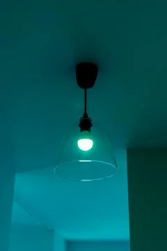 Ceiling lamp in blue light. Ceiling lamp. Stock Photos