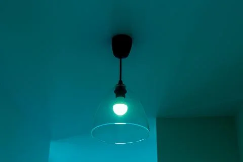 Ceiling lamp in blue light. Ceiling lamp. Foto stock