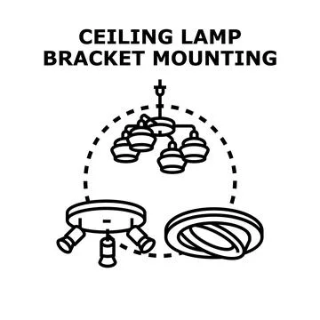 Ceiling lamp bracket mounting hardware illustration Stock Illustration