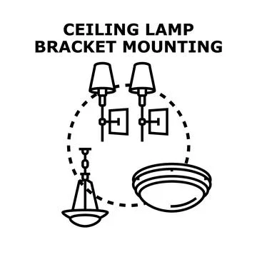 Ceiling lamp bracket mounting for home lighting Stock Illustration