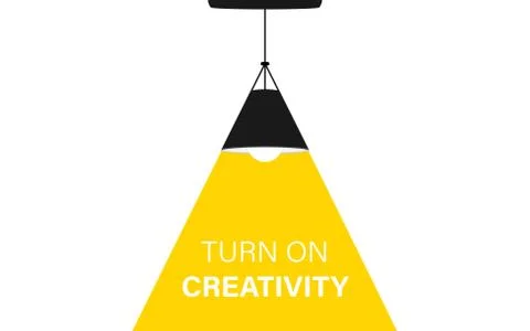 Ceiling lamp bulb as spotlight and text. 库存插图