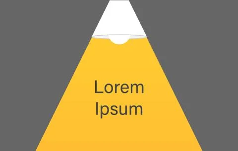 Ceiling lamp bulb as spotlight and text. 库存插图