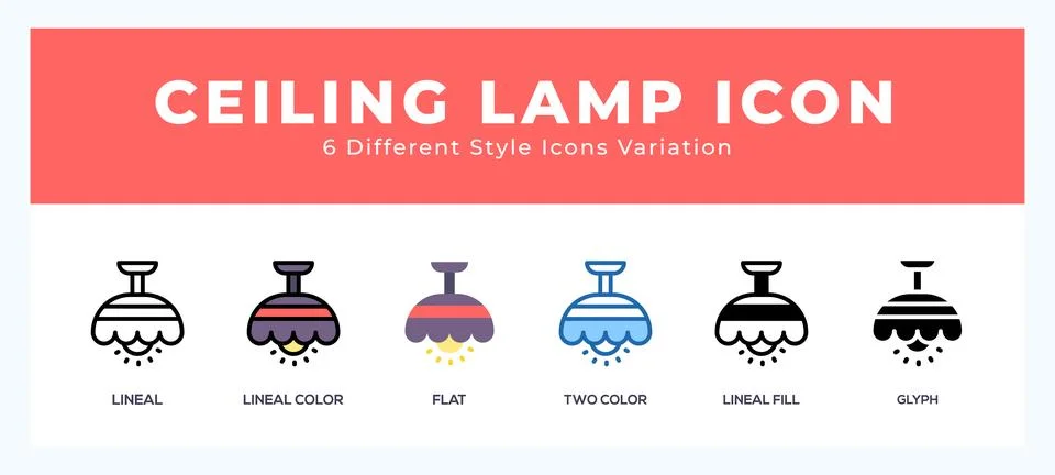Ceiling lamp icon vector design illustration in trendy style Stock Illustration