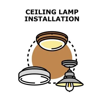 Ceiling lamp installation process or home lighting Stock Illustration