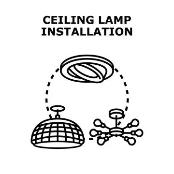 Ceiling lamp installation vector concept illustration Stock Illustration