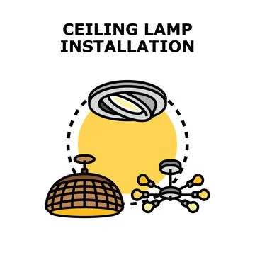 Ceiling lamp installation vector concept illustration Stock Illustration