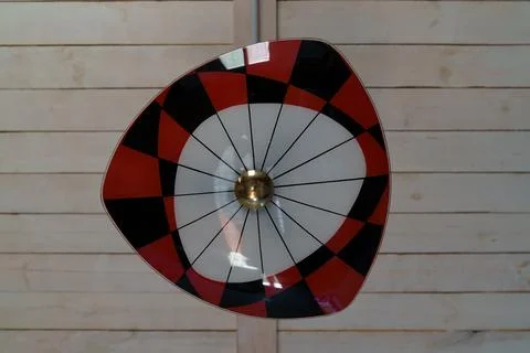 Ceiling lamp of plank ceiling Stock Photos