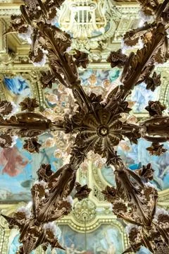 Ceiling lamps and architectural elements eclectic Beaux-Arts style of Secon.. Stock-Fotos