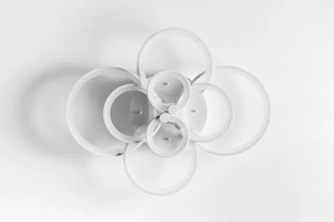 Ceiling led ring light. Bottom view. Stock Photos