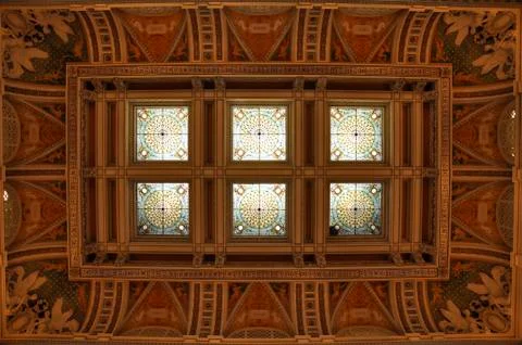 Ceiling at the Library of Congress in Washington D.C. Stock Photos