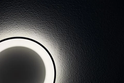 Ceiling light on black wall. Abstract background and texture for design. 写真素材