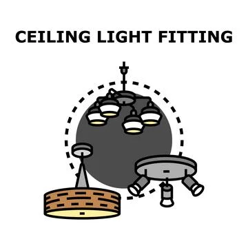 Ceiling light fitting collection illuminating home interior decor Stock Illustration
