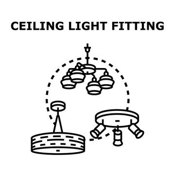 Ceiling light fitting collection illuminating home interior decor Stock Illustration