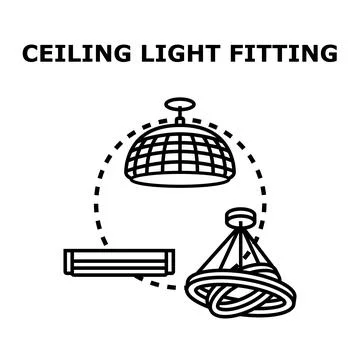 Ceiling light fitting collection illuminating interior designs Stock Illustration