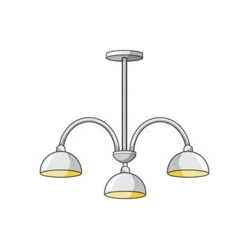 Ceiling light fixture illuminating home interior with three bulbs Stock Illustration