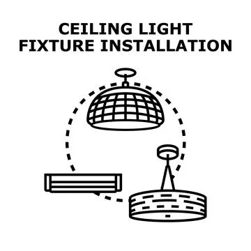Ceiling light fixture installation illuminating home interior Stock Illustration