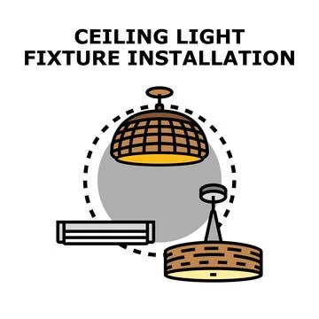 Ceiling light fixture installation illuminating home interior Stock Illustration