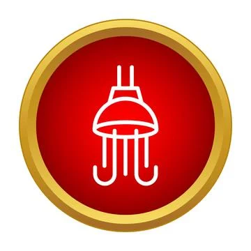 Ceiling light fixture vector icon on red circle Stock Illustration