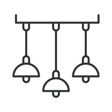 Ceiling light icon in line design. ceiling light, pendant lights, hanging lamps Stock Illustration