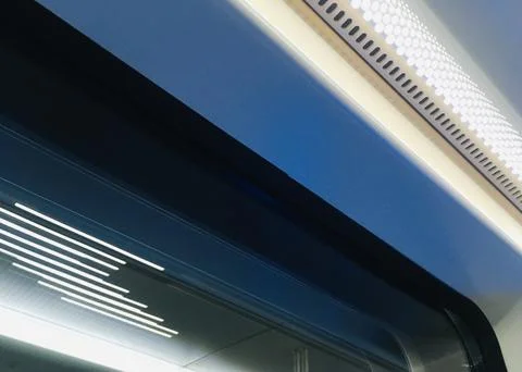 Ceiling light pattern at Airport Link Line (Shanghai Suburban Railway) in S.. Stock Photos