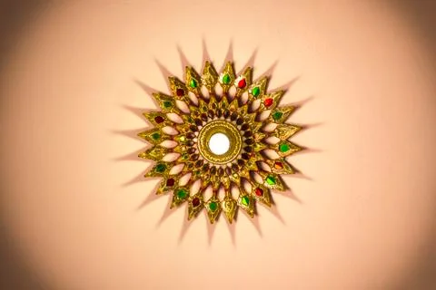 Ceiling light of thai temple Stock Photos