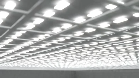 Ceiling lighting industrial bright lights Stock Footage 334044573