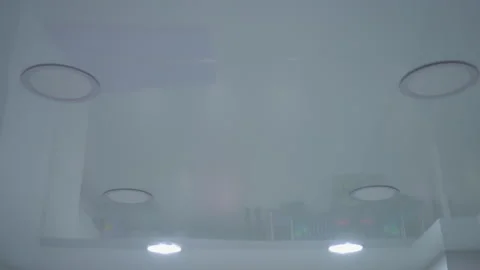 Ceiling Lights Turning on with Reflection on Glossy Surface 스톡 동영상 305006263