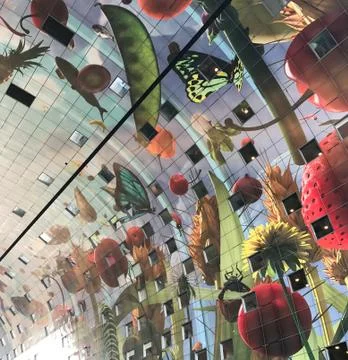 Ceiling Markthal Rotterdam Stock Photos