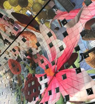 Ceiling Markthal Rotterdam Stock Photos