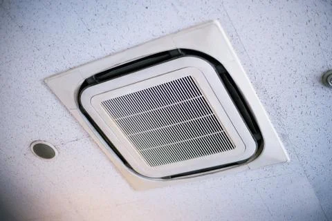 Ceiling mounted cassette type air conditioner for large rooms, exhibition roo Stock Photos