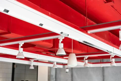 Ceiling mounted cassette type air condition units with other parts of ventila Stock Photos