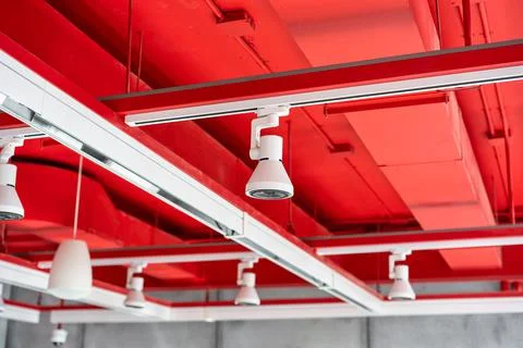 Ceiling mounted cassette type air condition units with other parts of ventila Foto stock