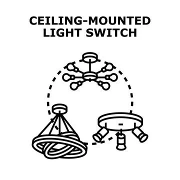 Ceiling mounted light fixtures and lamps icon Stock Illustration