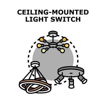 Ceiling mounted light fixtures and lamps icon Stock Illustration