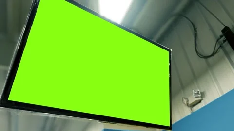 A Ceiling Mounted TV in Department or Convenience Store Stock Footage 309726369