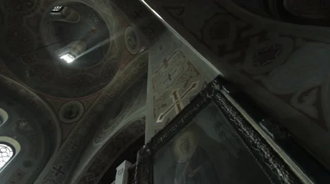 Ceiling of an old church rotating pan Stock Footage 52701962