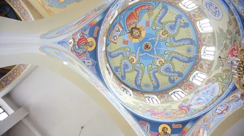 Ceiling of orthodox the Cathedral Stock Footage 63509877