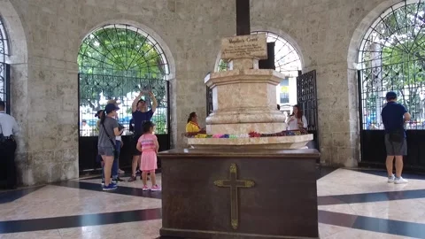 Ceiling painting in Basiclica of Santo Nino, Cebu, the Philippines2 Stock Footage 130706456